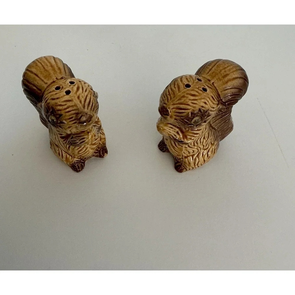 Vintage Googley Eyes Squirrel Brown and Tan Salt and Pepper Shakers